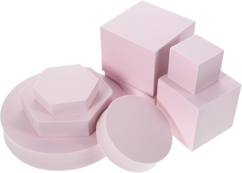 Geometric Cube Props Set Pink 8pcs For Product Photography Jewelry Makeup Cosmetics - Image 1
